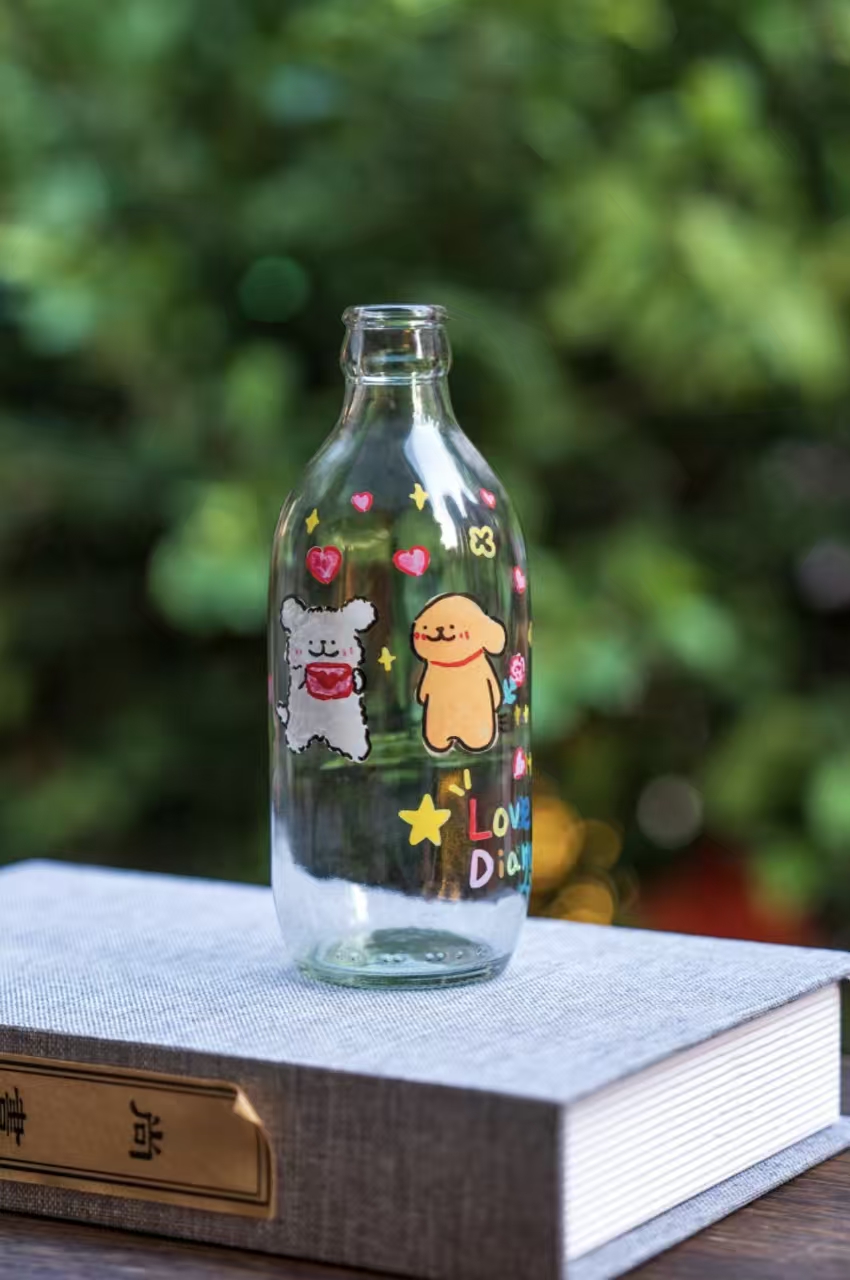 custom acrylic painted glass cup