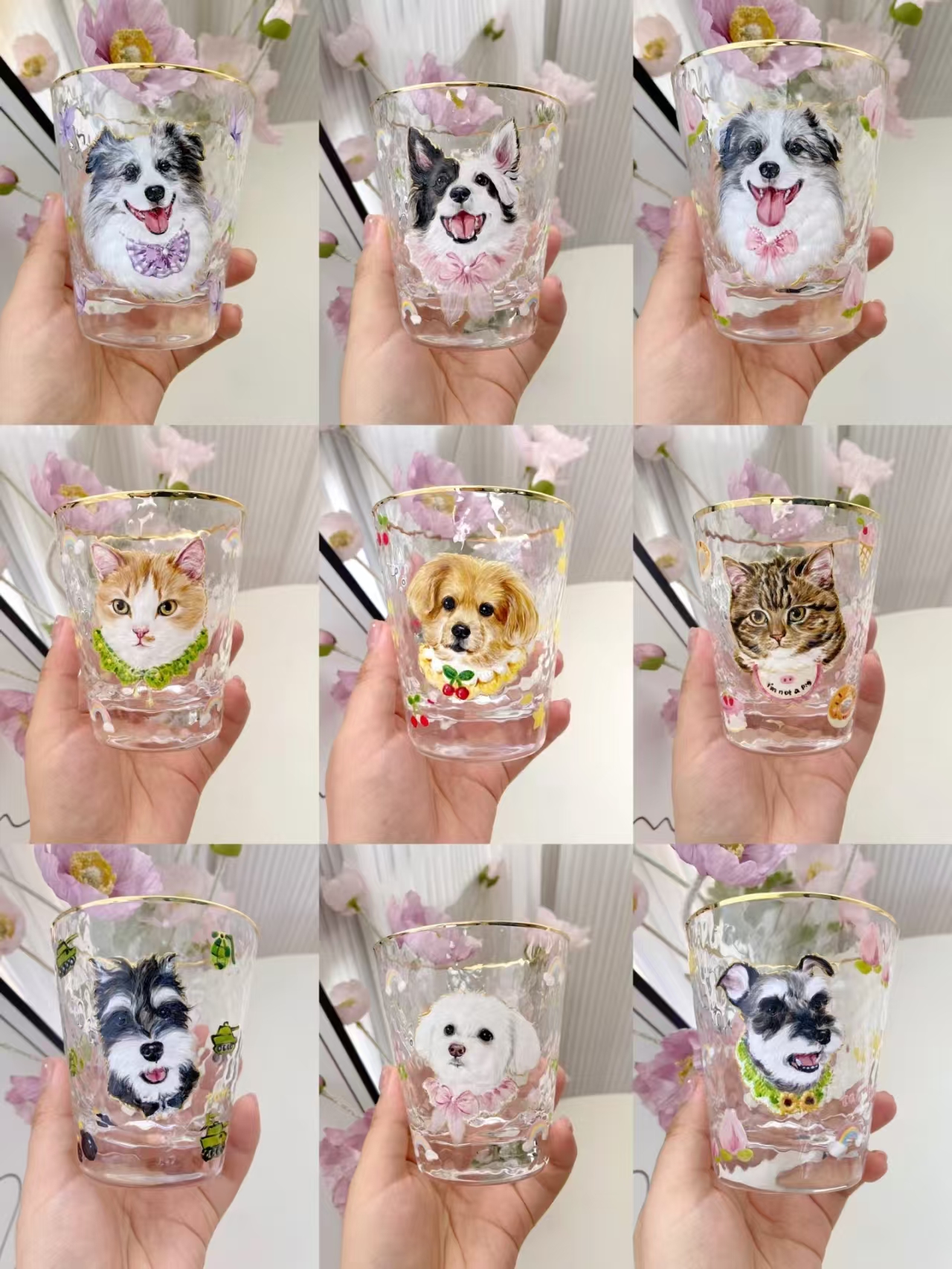 custom acrylic painted glass cup